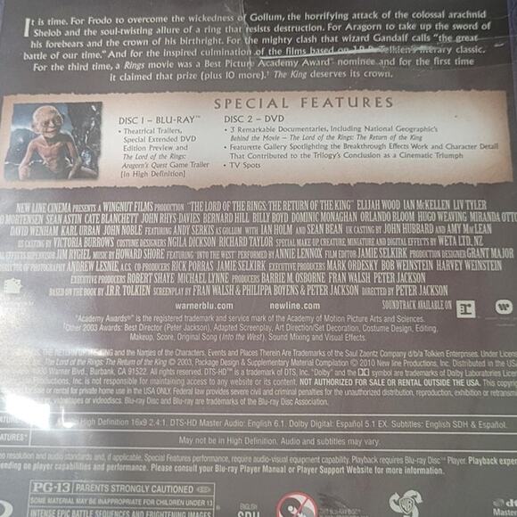 Lord of the Rings Return of the King Blu-ray DVD 2010 Set Fantasy Adventure - Picture 4 of 5